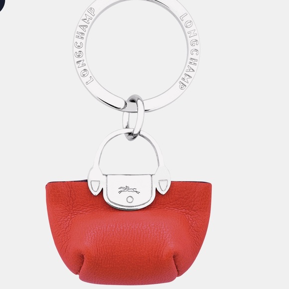 Longchamp Bags Le Pliage Cuir Key Ring Bag Charm Red Leather And